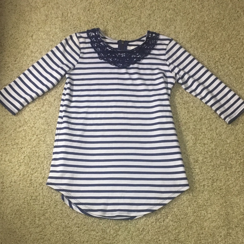 Navy blue striped shirt dress